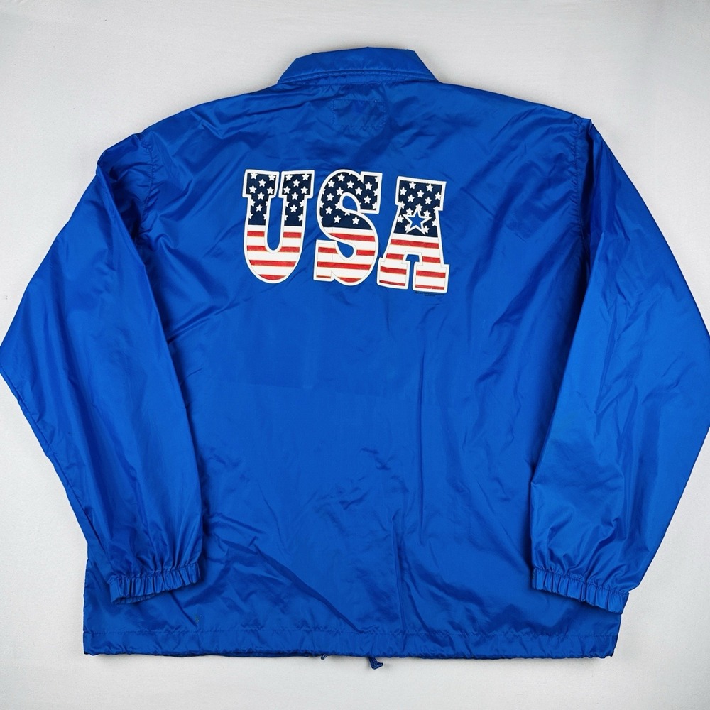 Vintage USA Jacket Windbreaker Blue Snap Front Made In USA XL